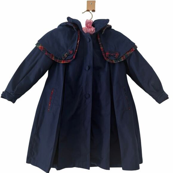 Rothschild toddlers girls pea coat jacket hoodie lined navy blur buttons sz5 - Picture 2 of 16